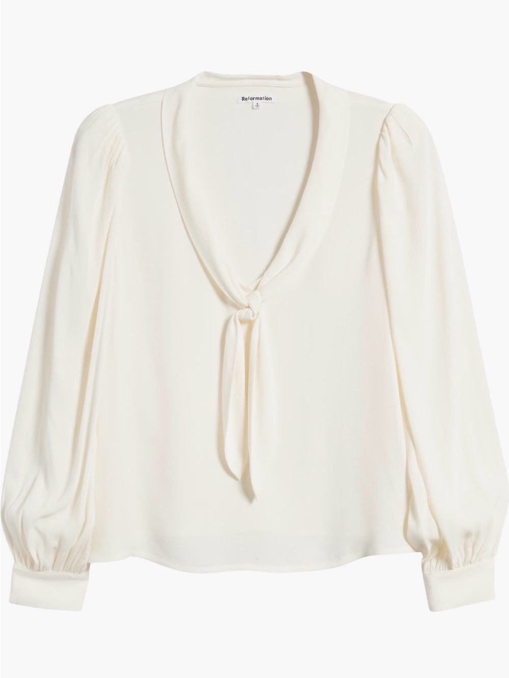 Reformation Anaya Tie-Neck Long-Sleeve Blouse